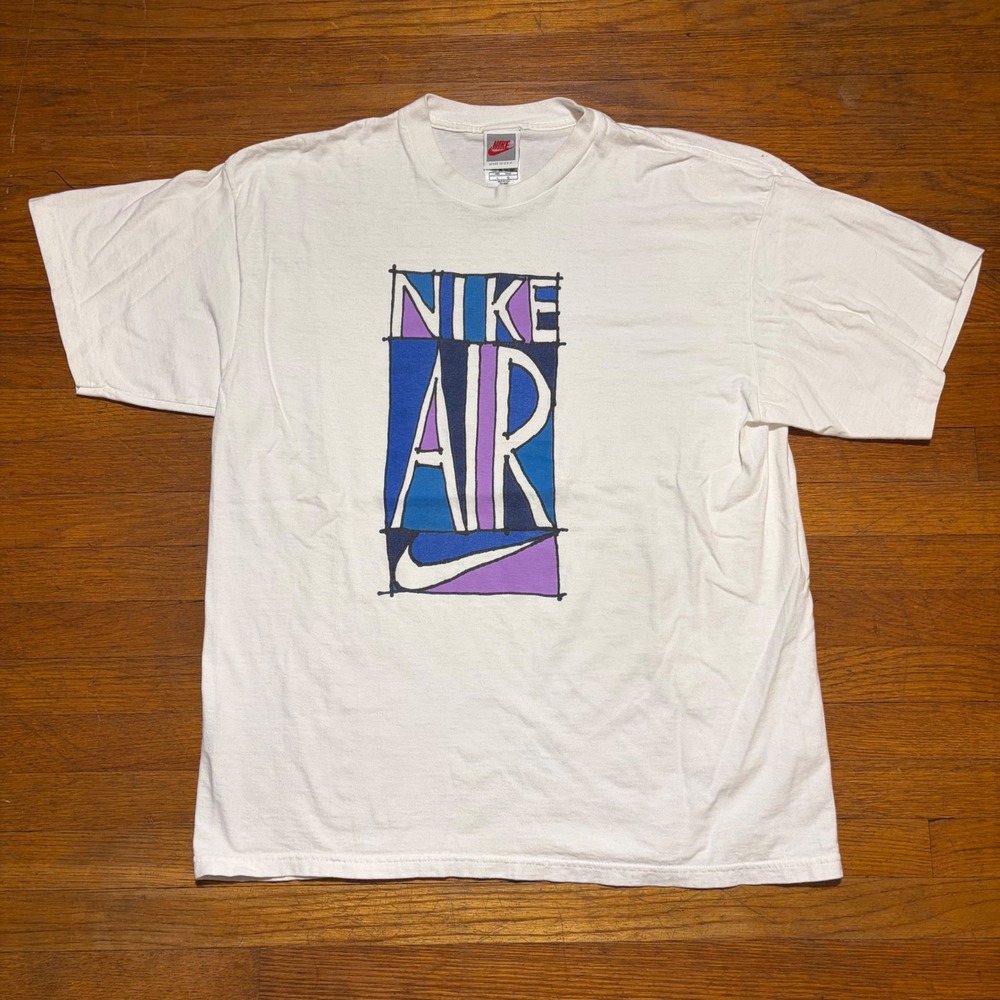 Vintage 90s Nike Air Graphic T-Shirt White Made in USA Mens Large L